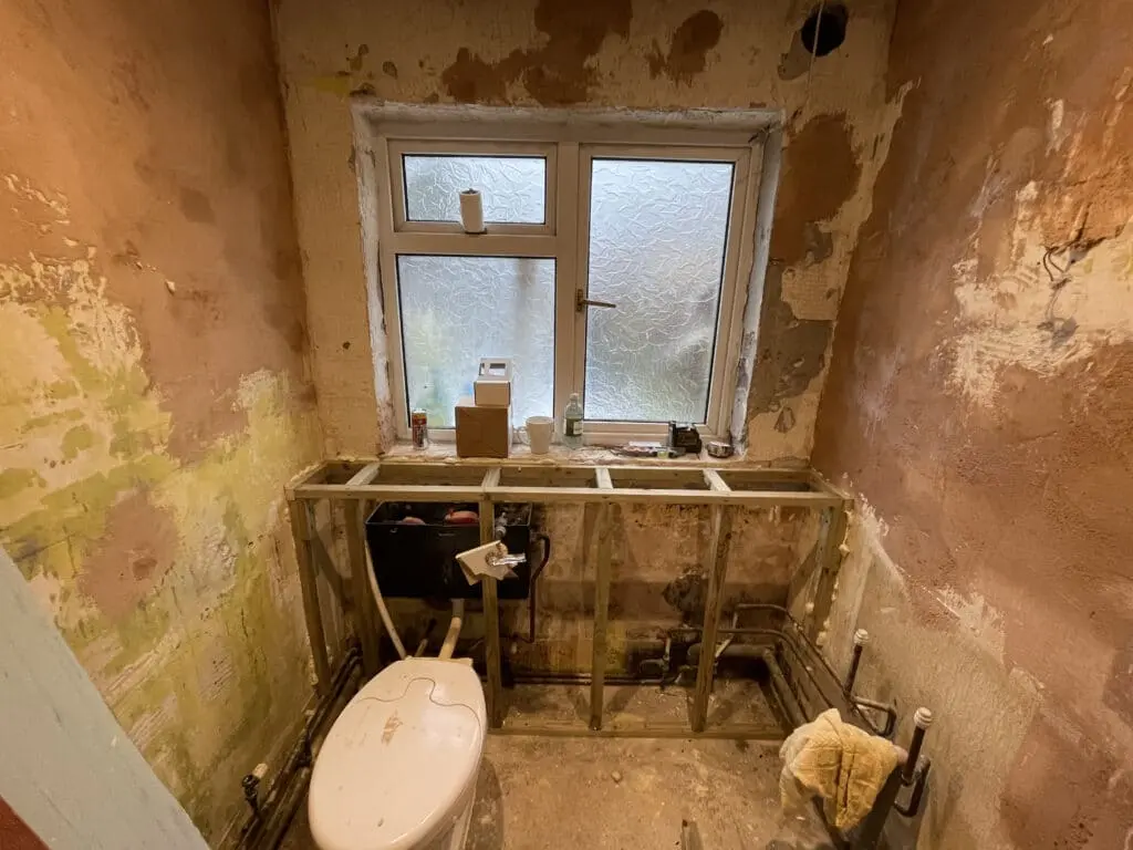 Under construction bathroom renovation in Romford, London