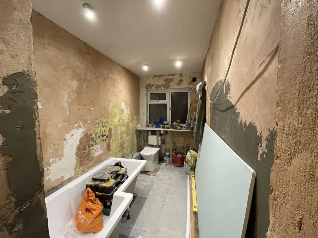 Under construction bathroom renovation in Romford, London