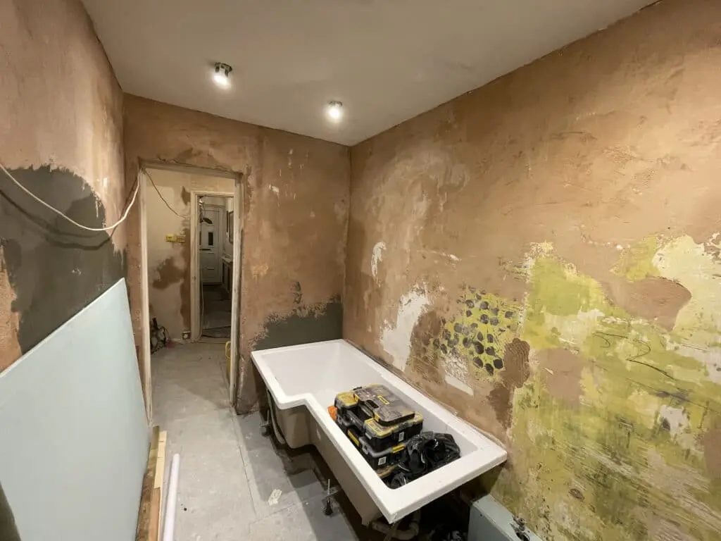 Under construction bathroom renovation in Romford, London