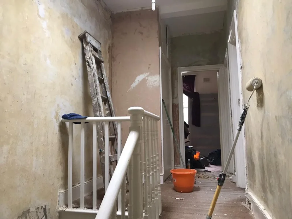 Six bedroom house renovation before and under construction at Peckham in London