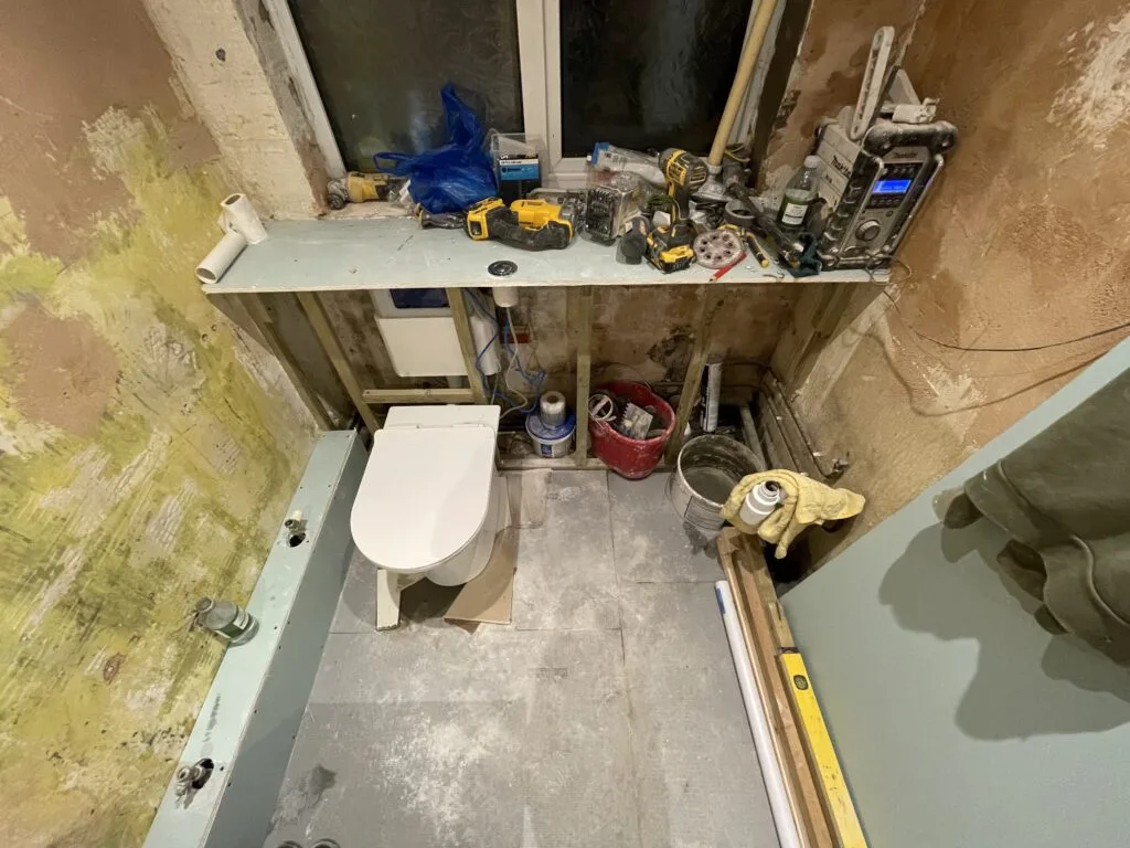 Under construction bathroom renovation in Romford, London