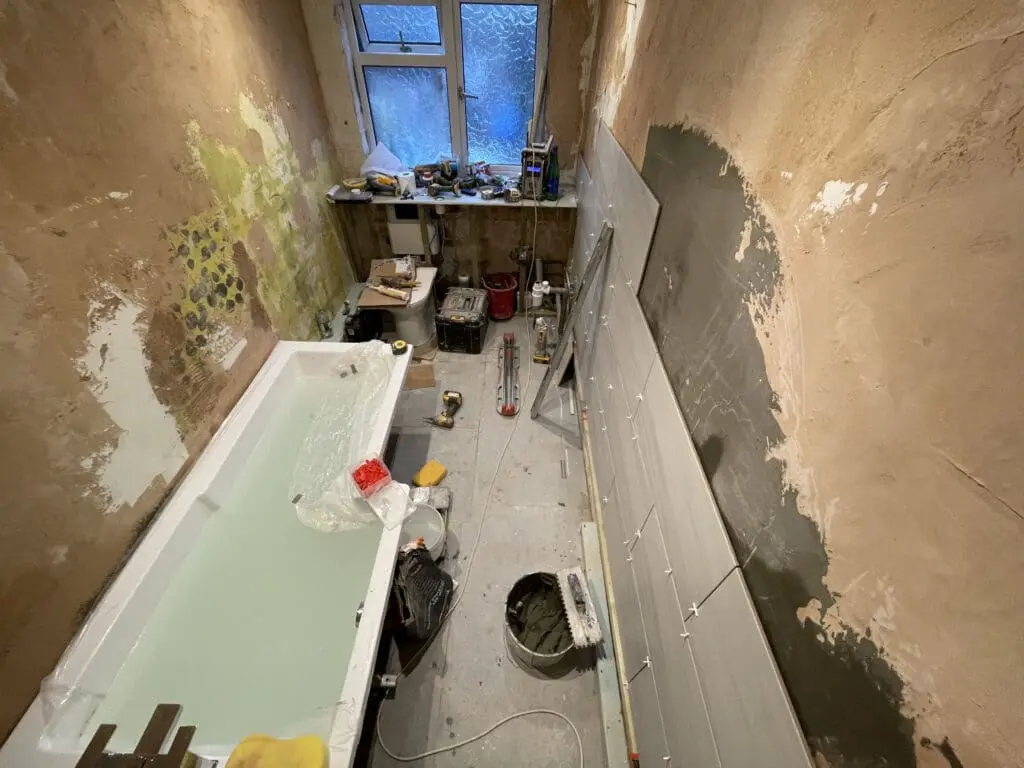 Under construction bathroom renovation in Romford, London