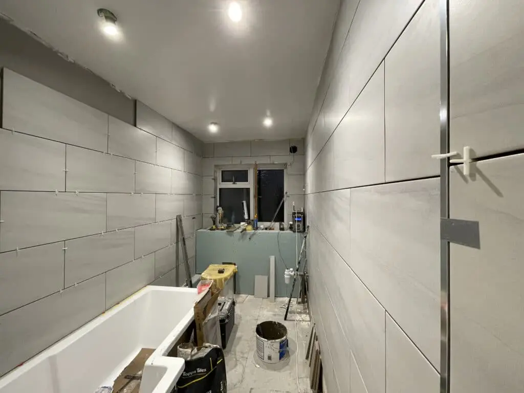 Under construction bathroom renovation in Romford, London