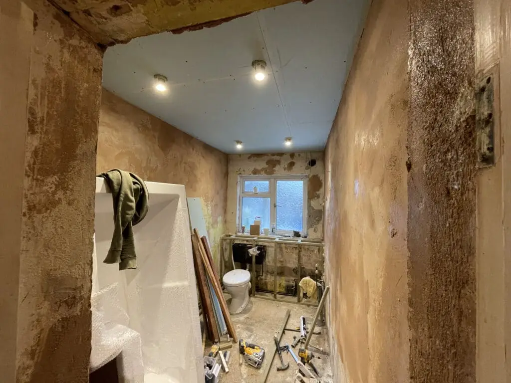 Under construction bathroom renovation in Romford, London