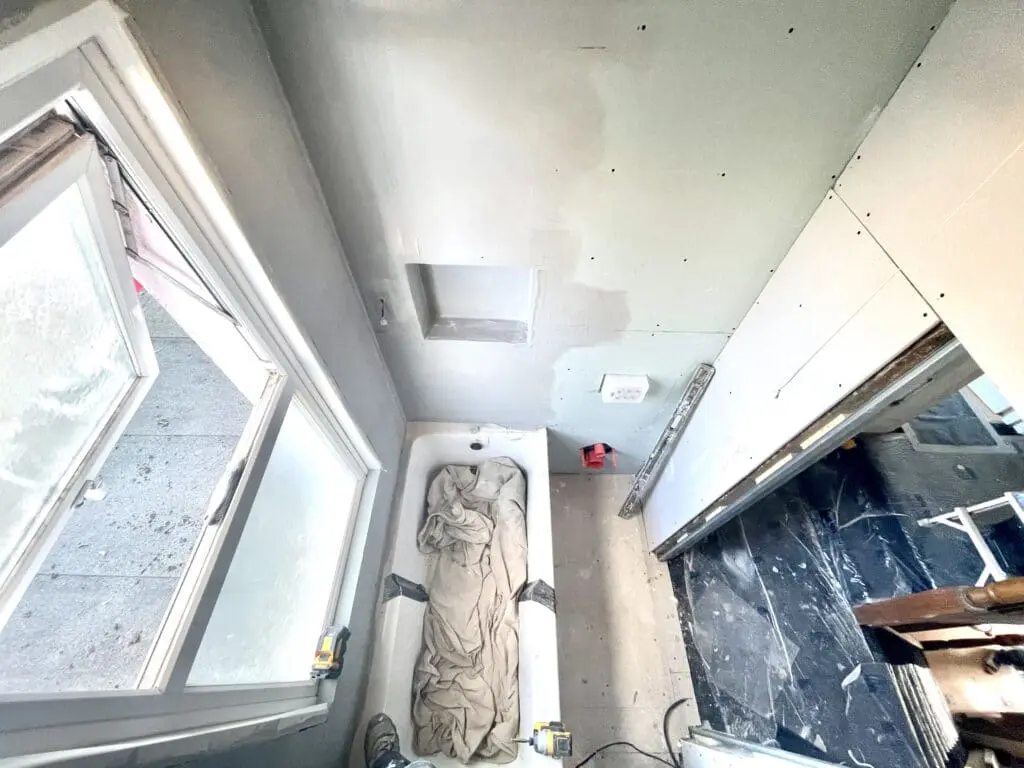 During bathroom renovation in the perfectionist’s house at Croydon