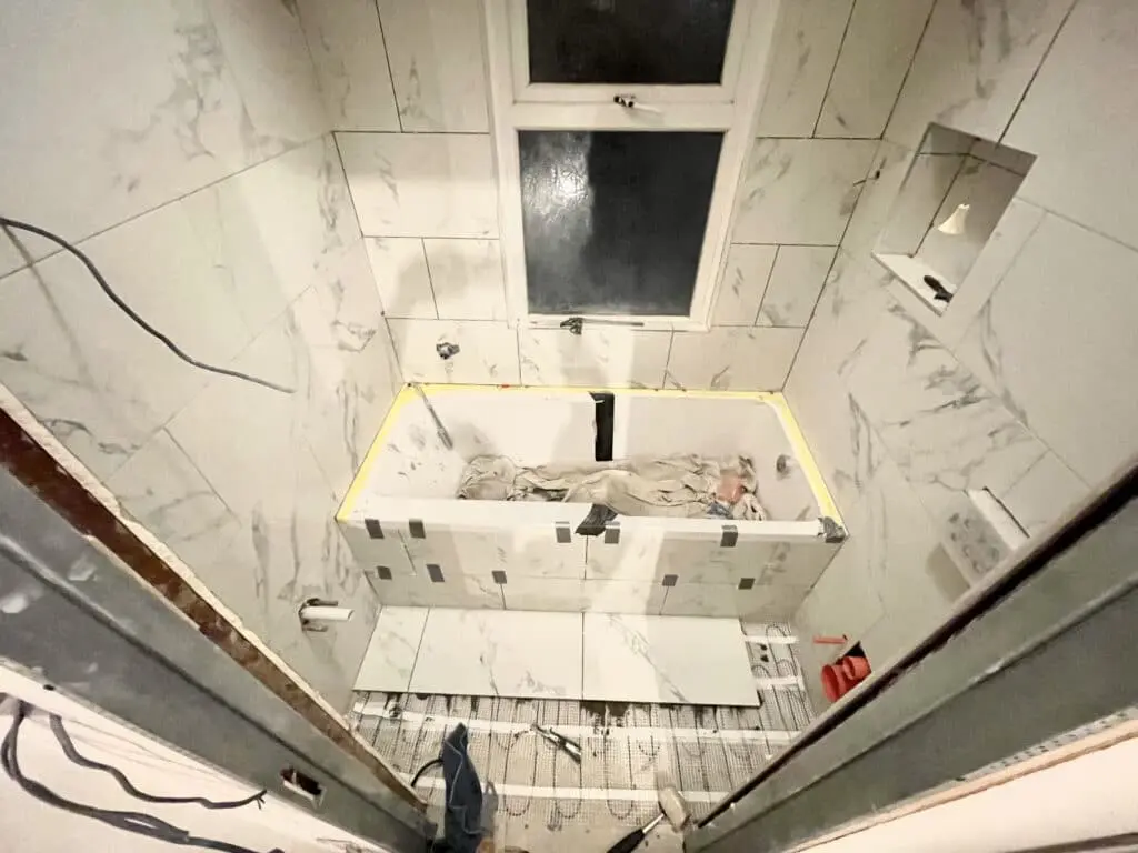 During bathroom renovation in the perfectionist’s house at Croydon