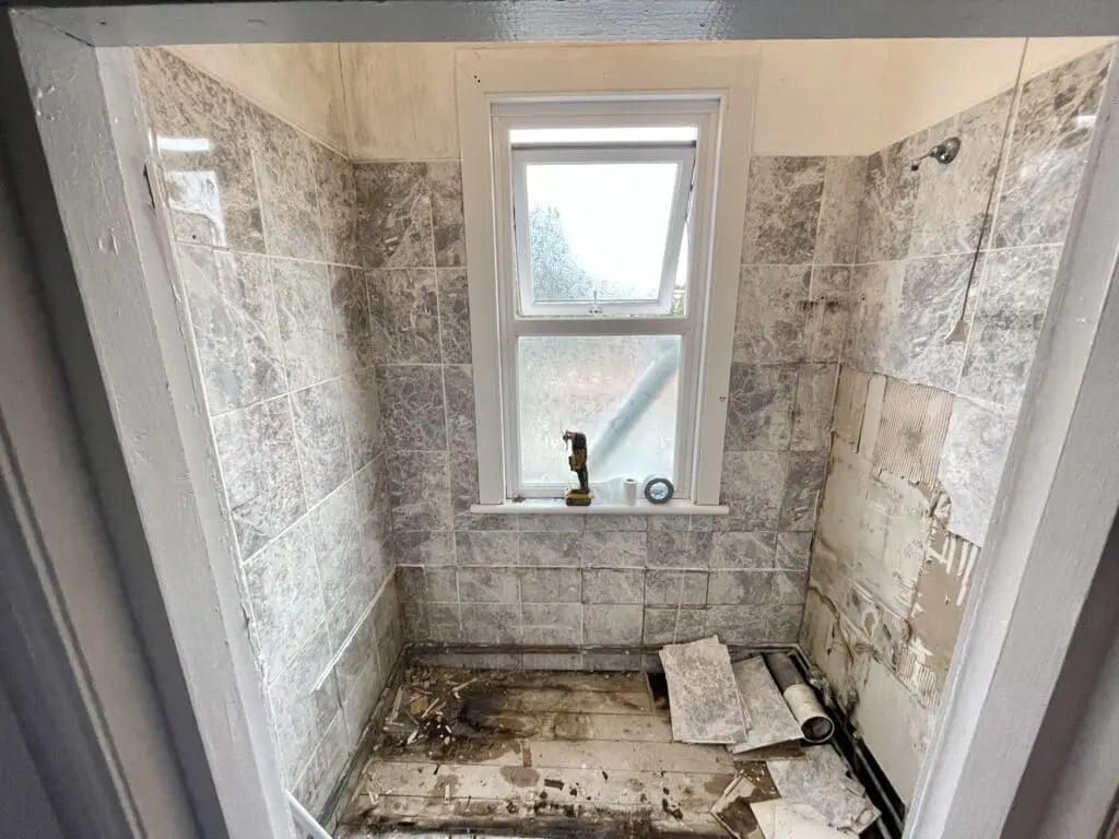 During bathroom renovation in the perfectionist’s house at Croydon