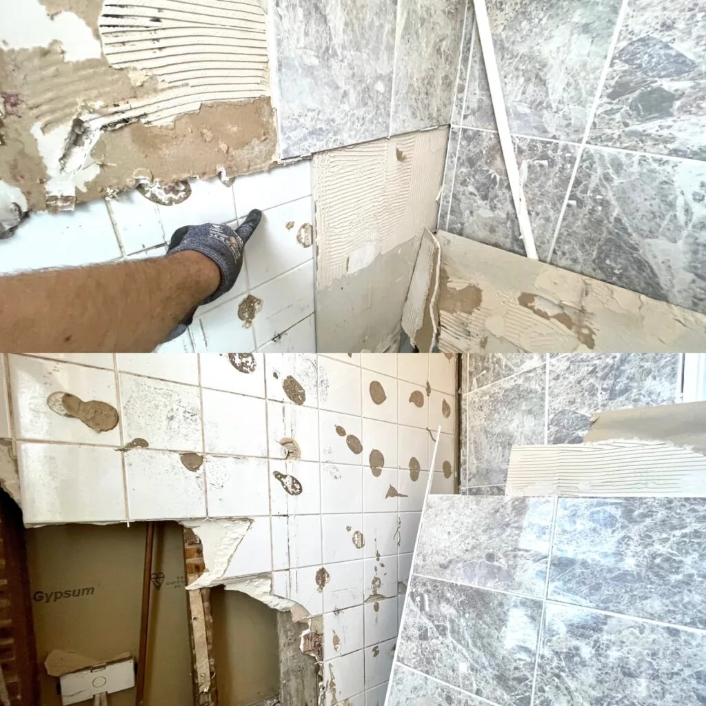 During bathroom renovation in the perfectionist’s house at Croydon