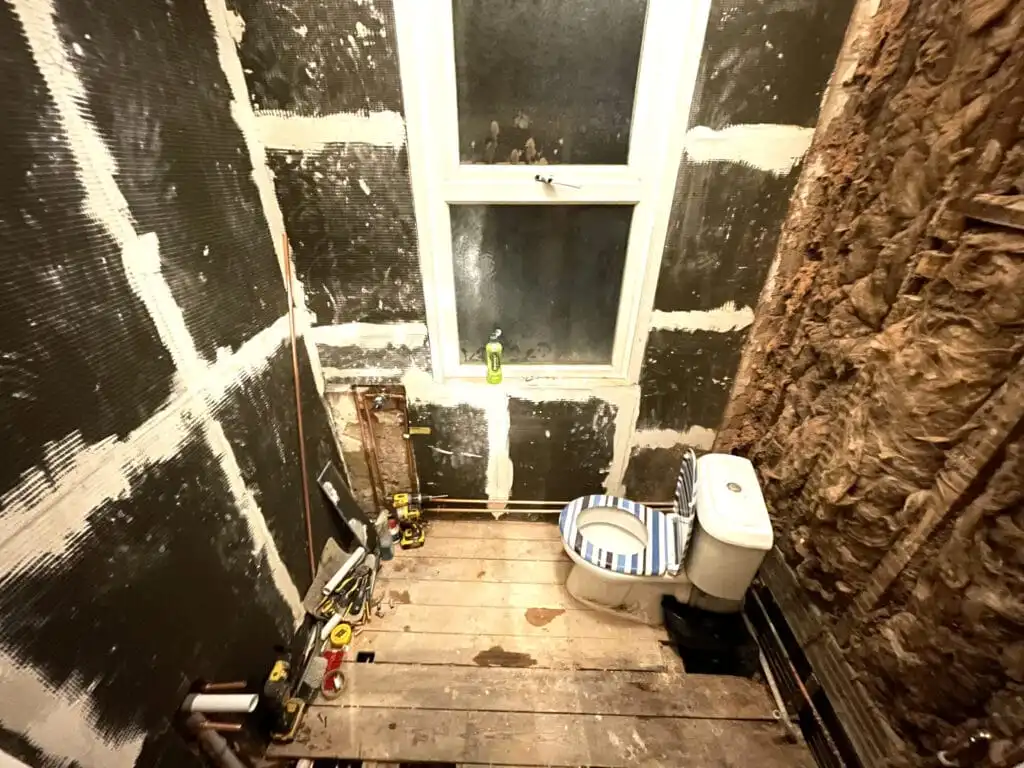 During bathroom renovation in the perfectionist’s house at Croydon