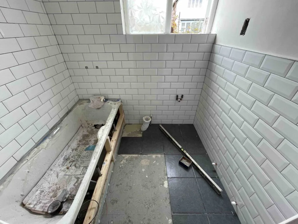 Under construction bathroom renovation at Greenwich in London