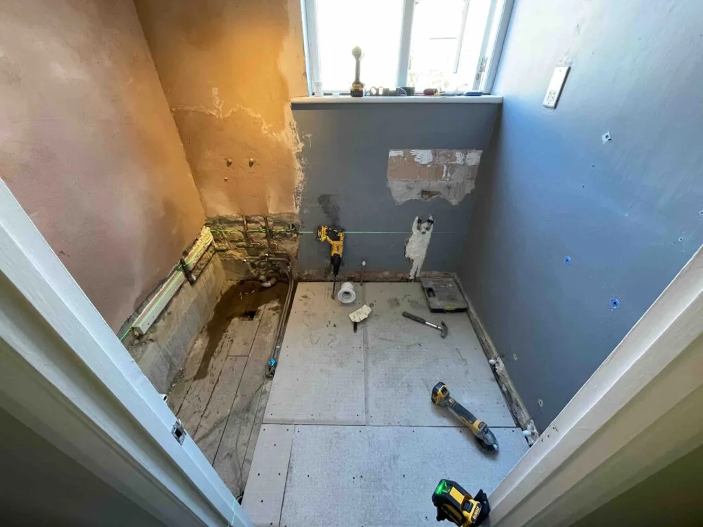 Under construction bathroom renovation at Greenwich in London