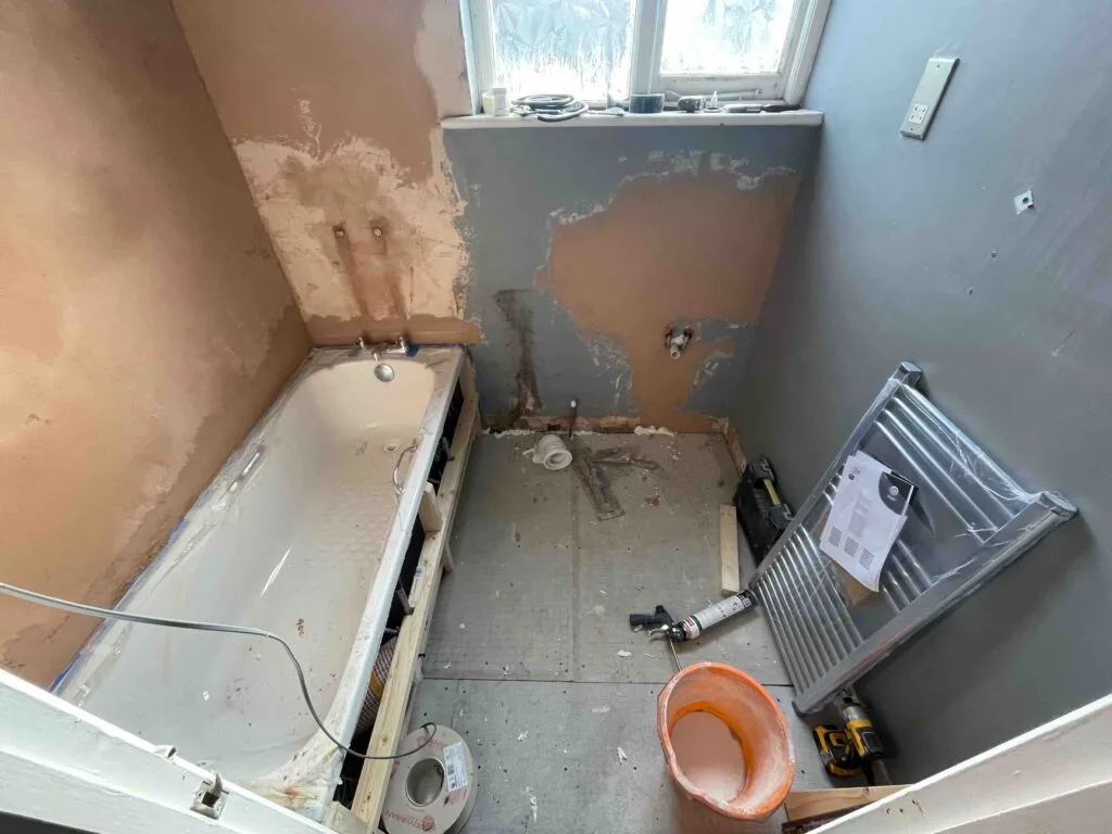 Under construction bathroom renovation at Greenwich in London