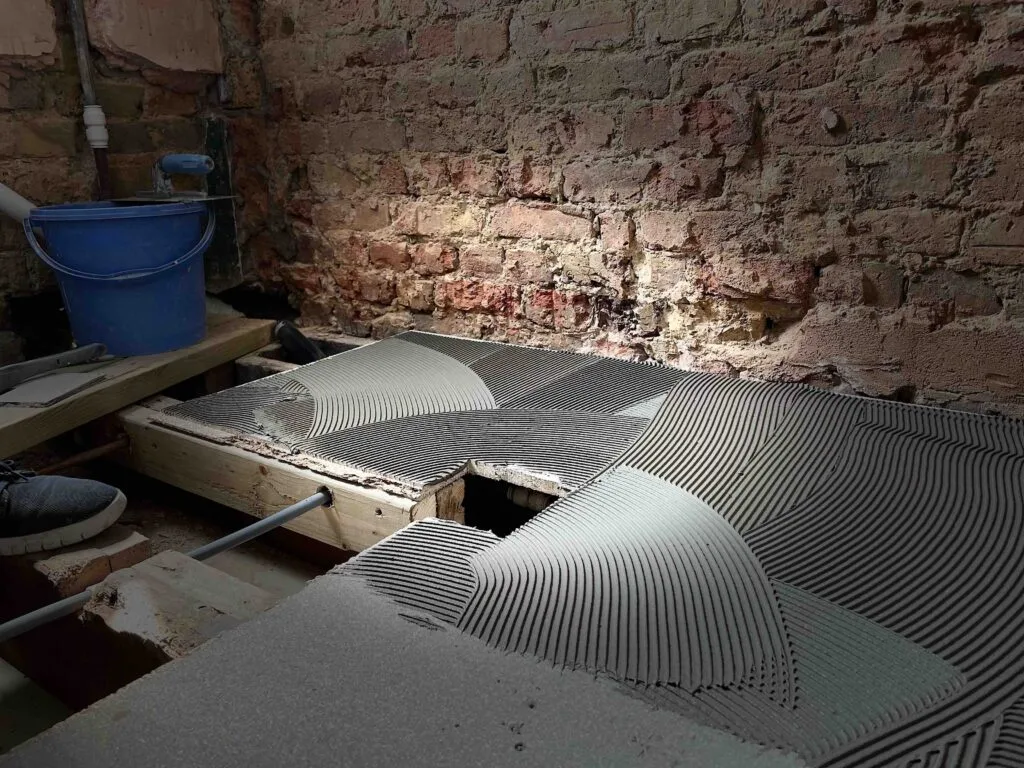 Shower room under construction. Wimbledon, London