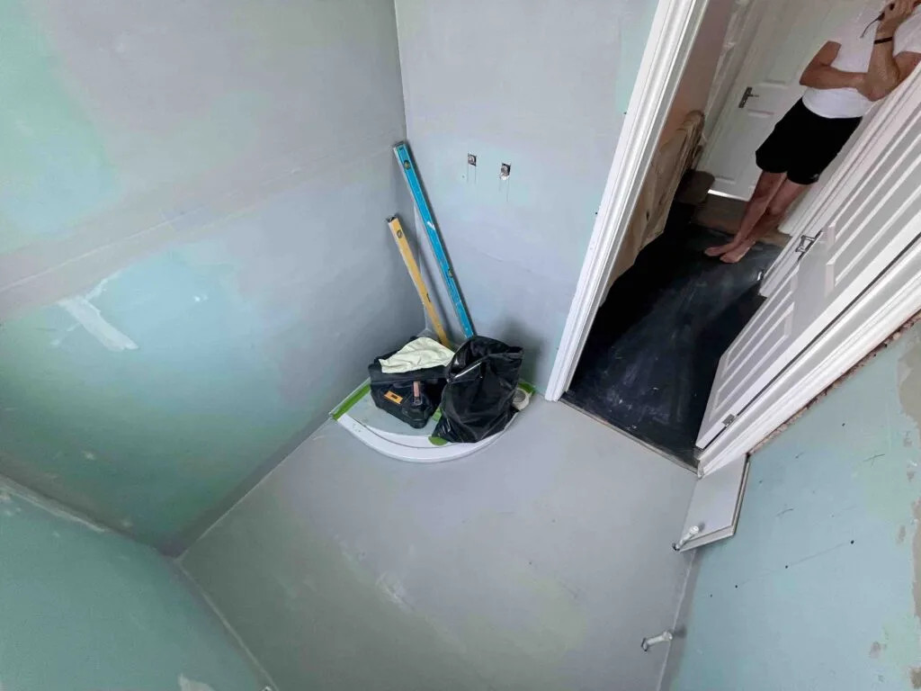 Shower room under construction. Wimbledon, London