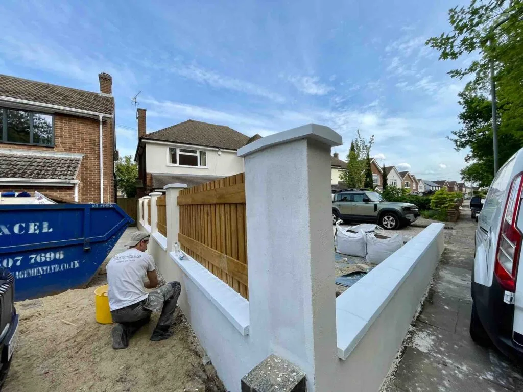 During renovation, bespoke brick wall in Upminster, London