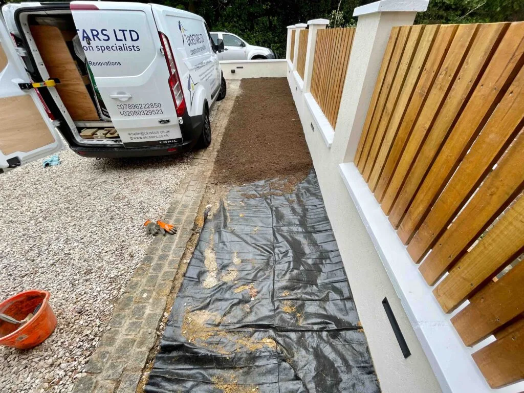 During renovation, bespoke brick wall in Upminster, London