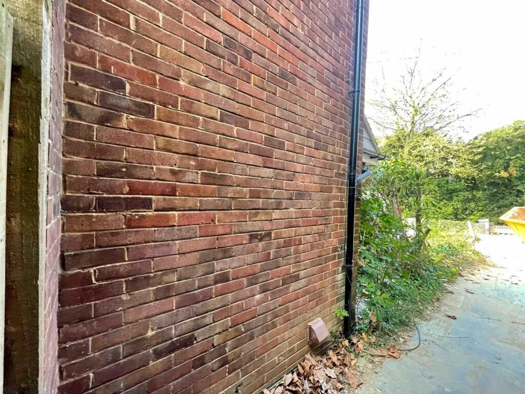 During renovation, bespoke brick wall in Upminster, London