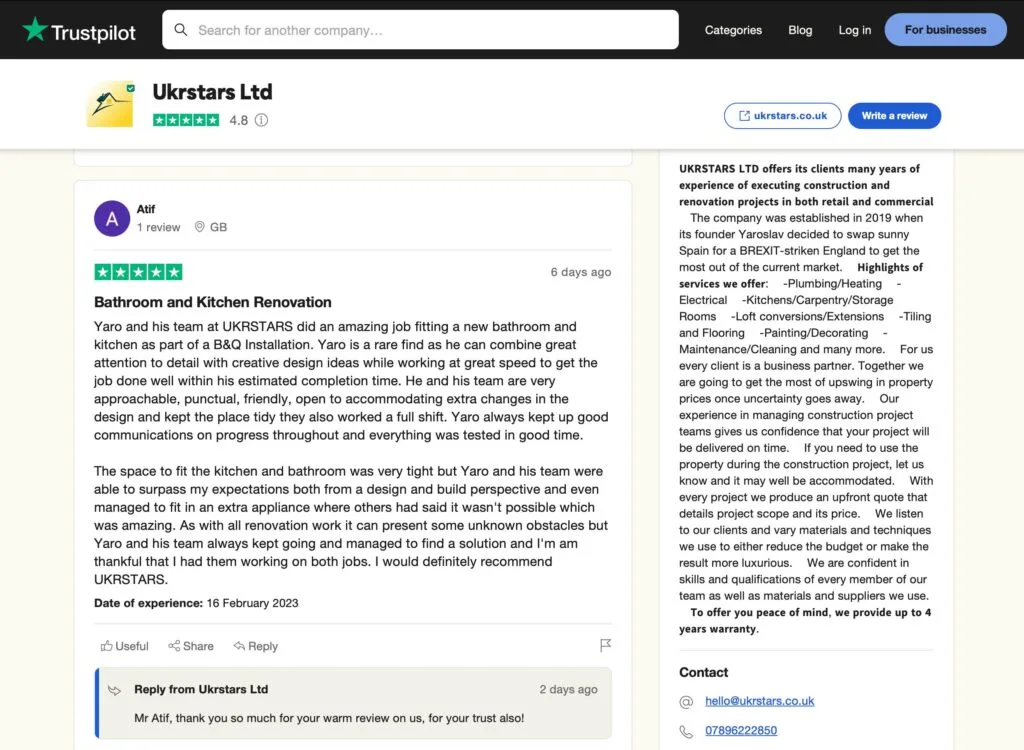 Customer feedback for Wet Shower Room in Chelsea