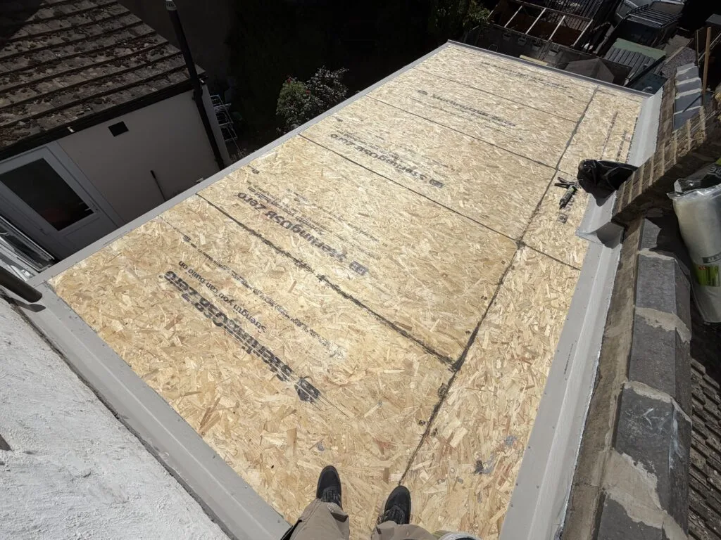 Flat roof repairing work, Custom House, E16 (before)
